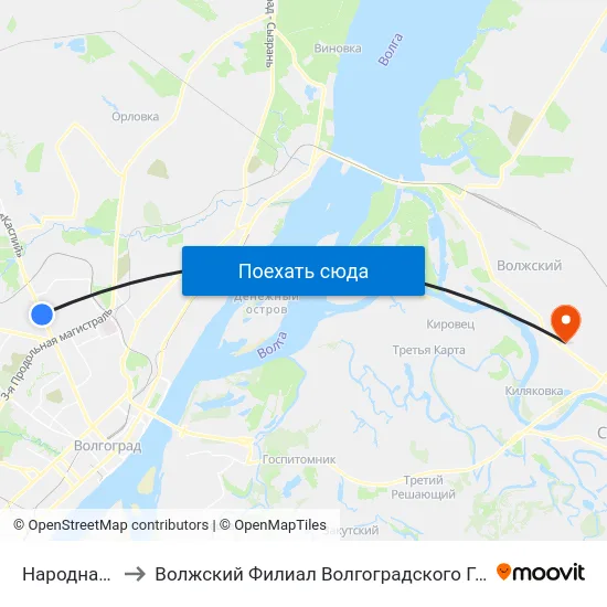Народная Ярмарка to Волжский Филиал Волгоградского Государственного Университета map