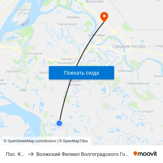 Пос. Клетский to Волжский Филиал Волгоградского Государственного Университета map