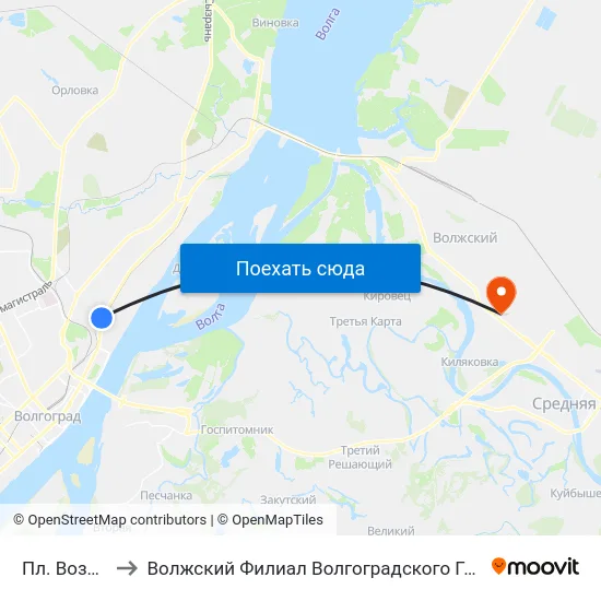 Пл. Возрождения to Волжский Филиал Волгоградского Государственного Университета map