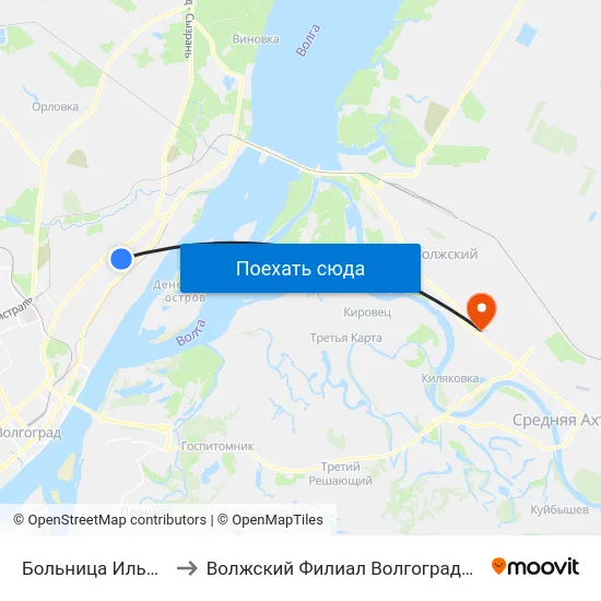 Больница Ильича (Ул. Таращанцев) to Волжский Филиал Волгоградского Государственного Университета map