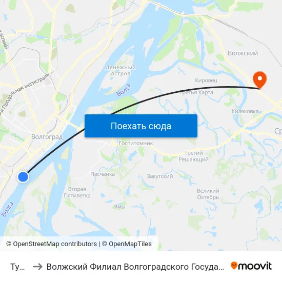 Тулака to Волжский Филиал Волгоградского Государственного Университета map