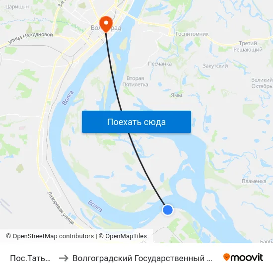 Пос.Татьянка-1 (А) to Волгоградский Государственный Медицинский Университет map