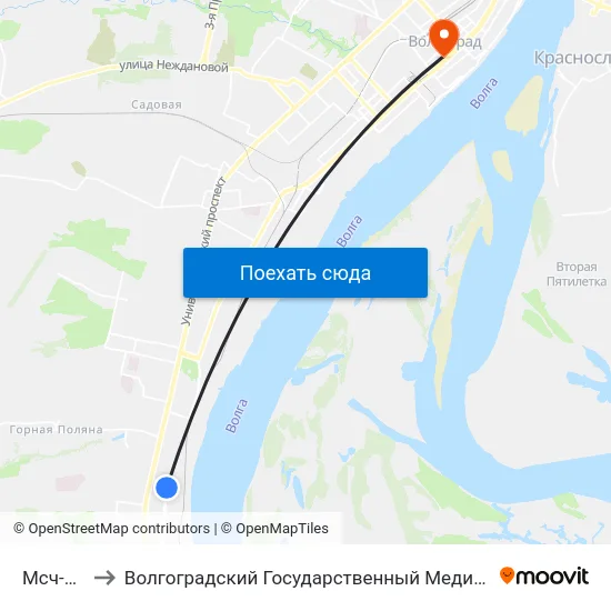 Мсч-40 (А) to Волгоградский Государственный Медицинский Университет map