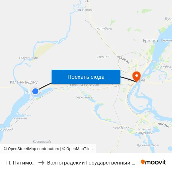 П. Пятиморск Тр (Б) to Волгоградский Государственный Медицинский Университет map