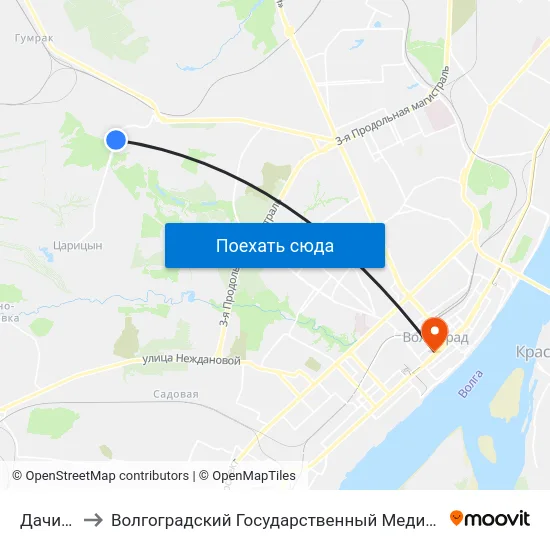 Дачи-1 (А) to Волгоградский Государственный Медицинский Университет map