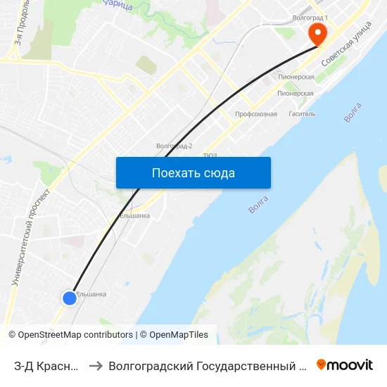 З-Д Красная Заря (А) to Волгоградский Государственный Медицинский Университет map