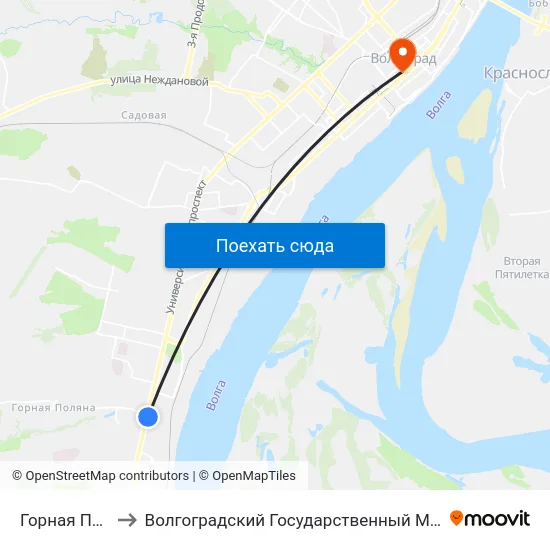 Горная Поляна (А) to Волгоградский Государственный Медицинский Университет map