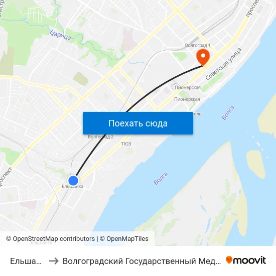 Ельшанка (А) to Волгоградский Государственный Медицинский Университет map