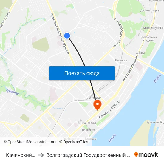 Качинский Рынок (Б) to Волгоградский Государственный Медицинский Университет map