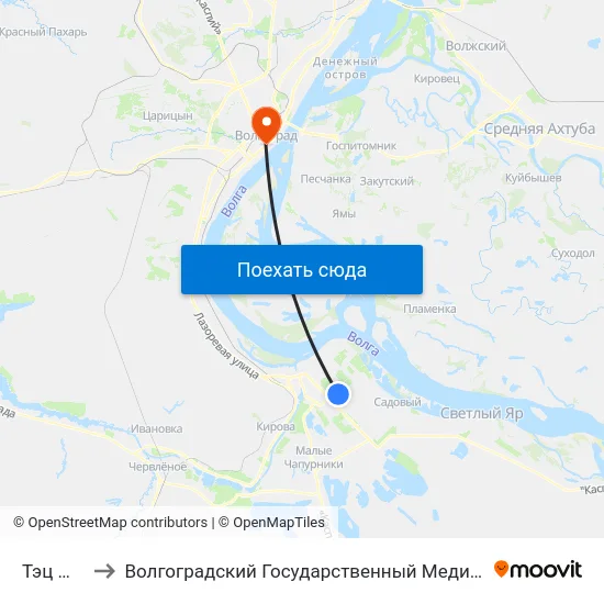 Тэц №2 (А) to Волгоградский Государственный Медицинский Университет map