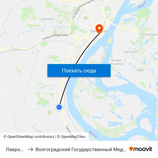 Лавровая (Б) to Волгоградский Государственный Медицинский Университет map