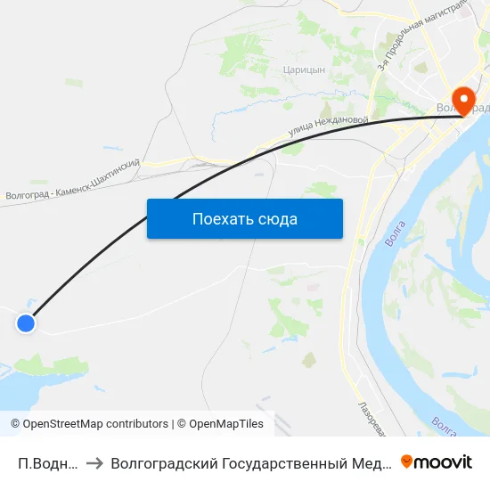 П.Водный (Б) to Волгоградский Государственный Медицинский Университет map