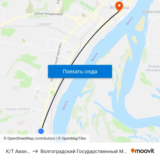 К/Т Авангард (А) to Волгоградский Государственный Медицинский Университет map