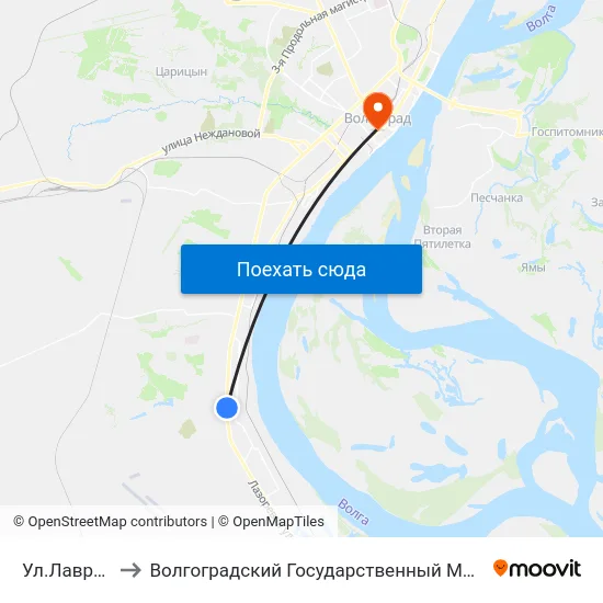 Ул.Лавровая (А) to Волгоградский Государственный Медицинский Университет map