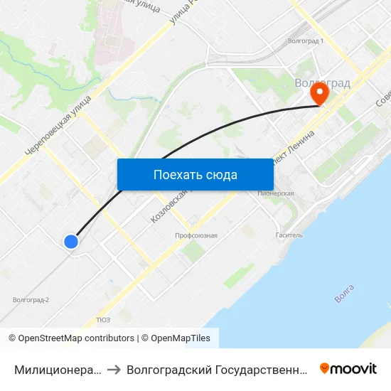 Милиционера Буханцева (Б) to Волгоградский Государственный Медицинский Университет map