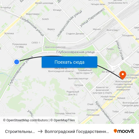 Строительный Техникум (Б) to Волгоградский Государственный Медицинский Университет map