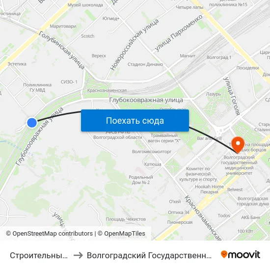 Строительный Техникум (А) to Волгоградский Государственный Медицинский Университет map