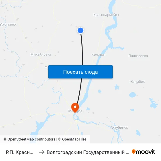 Р.П. Красный Яр Ас (А) to Волгоградский Государственный Медицинский Университет map