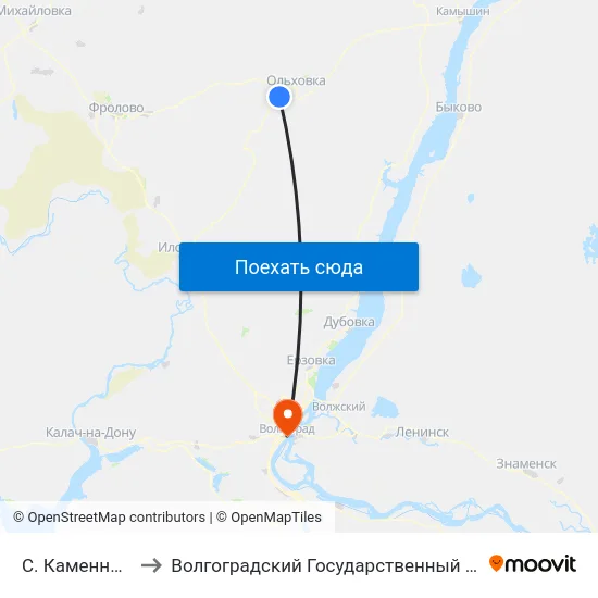 С. Каменный Брод (А) to Волгоградский Государственный Медицинский Университет map