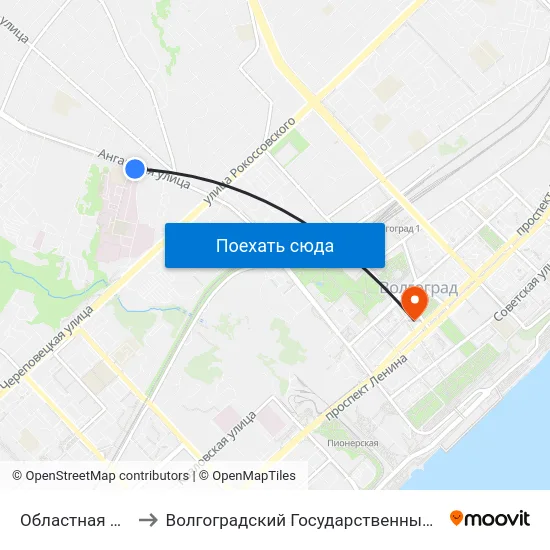 Областная Больница (Б) to Волгоградский Государственный Медицинский Университет map