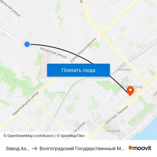 Завод Ахтуба (А) to Волгоградский Государственный Медицинский Университет map