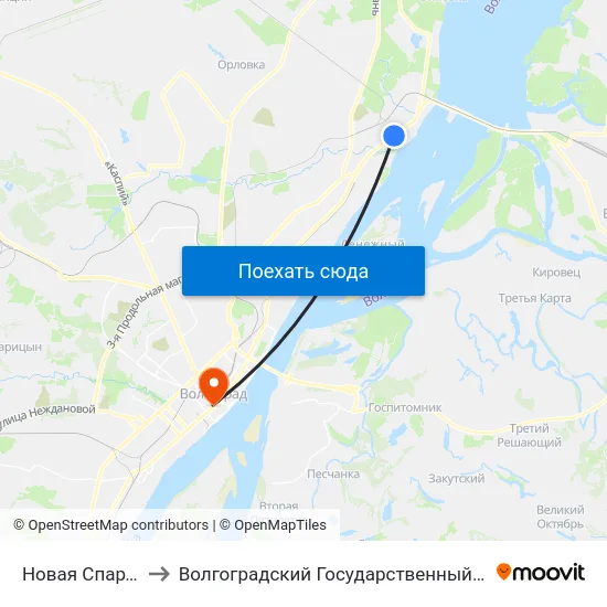 Новая Спартановка (А) to Волгоградский Государственный Медицинский Университет map