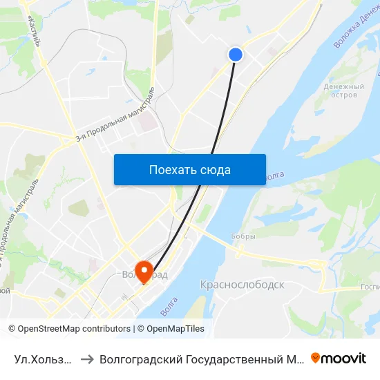 Ул.Хользунова (Б) to Волгоградский Государственный Медицинский Университет map