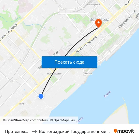 Протезный Завод (Б) to Волгоградский Государственный Медицинский Университет map