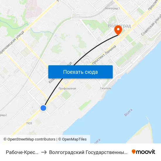 Рабоче-Крестьянская (А) to Волгоградский Государственный Медицинский Университет map