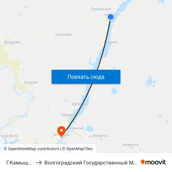Г.Камышин Ас (Б) to Волгоградский Государственный Медицинский Университет map