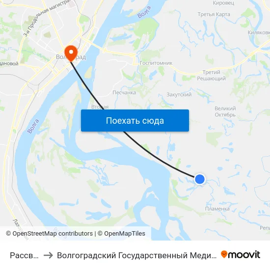 Рассвет (Б) to Волгоградский Государственный Медицинский Университет map