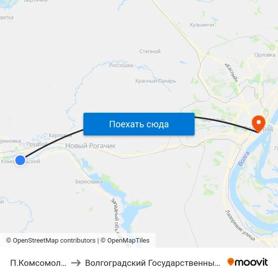 П.Комсомольский Тр. (А) to Волгоградский Государственный Медицинский Университет map