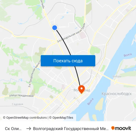Ск Олимпия (А) to Волгоградский Государственный Медицинский Университет map