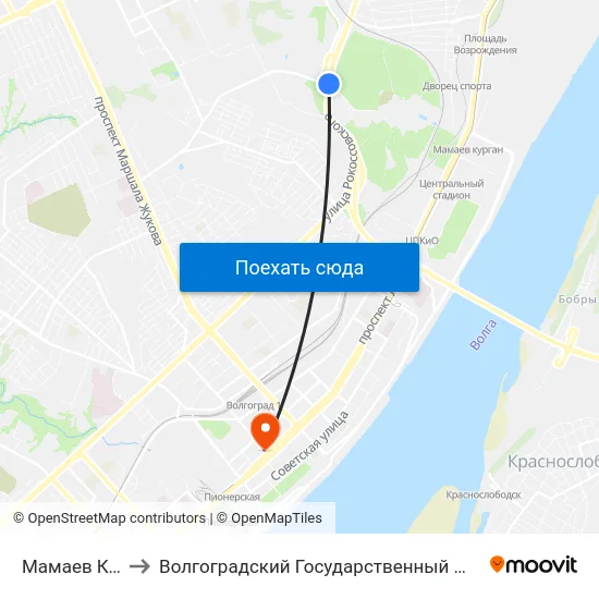 Мамаев Курган (Б) to Волгоградский Государственный Медицинский Университет map