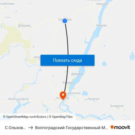 С.Ольховка Ас (Б) to Волгоградский Государственный Медицинский Университет map