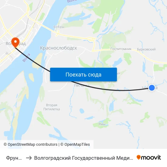 Фрунзе (А) to Волгоградский Государственный Медицинский Университет map