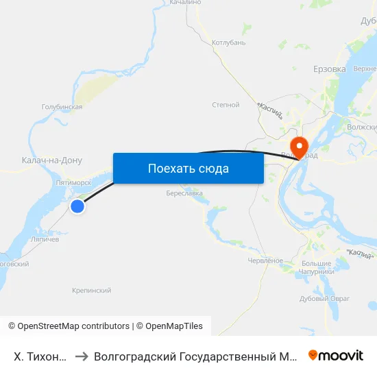 Х. Тихоновка (А) to Волгоградский Государственный Медицинский Университет map
