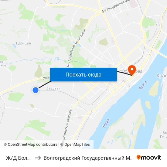 Ж/Д Больница (Б) to Волгоградский Государственный Медицинский Университет map
