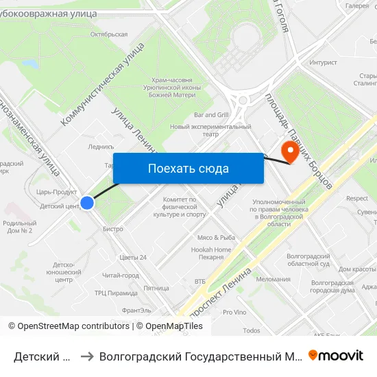 Детский Центр (А) to Волгоградский Государственный Медицинский Университет map
