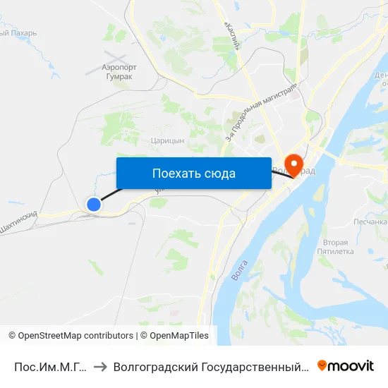 Пос.Им.М.Горького (А) to Волгоградский Государственный Медицинский Университет map