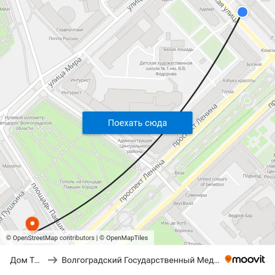 Дом Техники to Волгоградский Государственный Медицинский Университет map