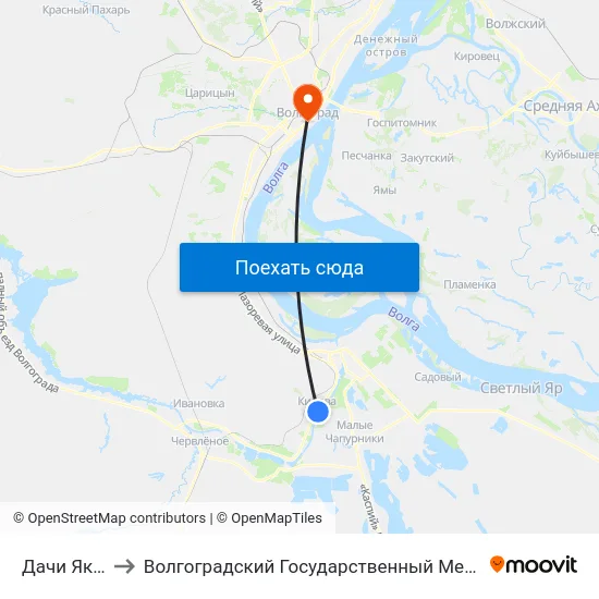 Дачи Якорь (А) to Волгоградский Государственный Медицинский Университет map