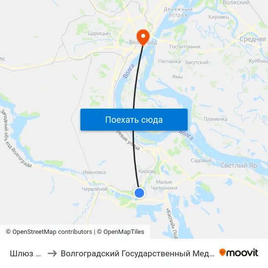 Шлюз №4 (А) to Волгоградский Государственный Медицинский Университет map