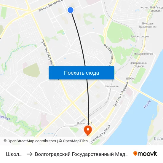 Школа №33 to Волгоградский Государственный Медицинский Университет map