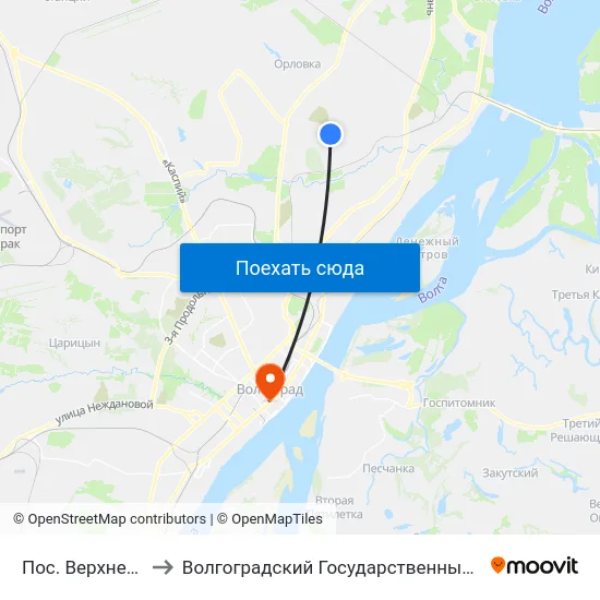 Пос. Верхнезареченский to Волгоградский Государственный Медицинский Университет map