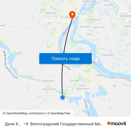 Дачи Химик-2 to Волгоградский Государственный Медицинский Университет map