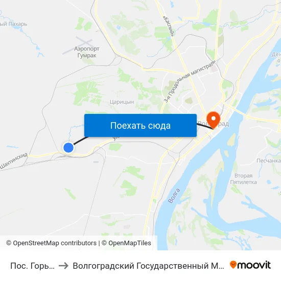 Пос. Горьковский to Волгоградский Государственный Медицинский Университет map
