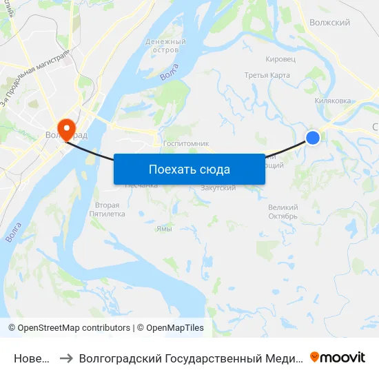 Новенький to Волгоградский Государственный Медицинский Университет map