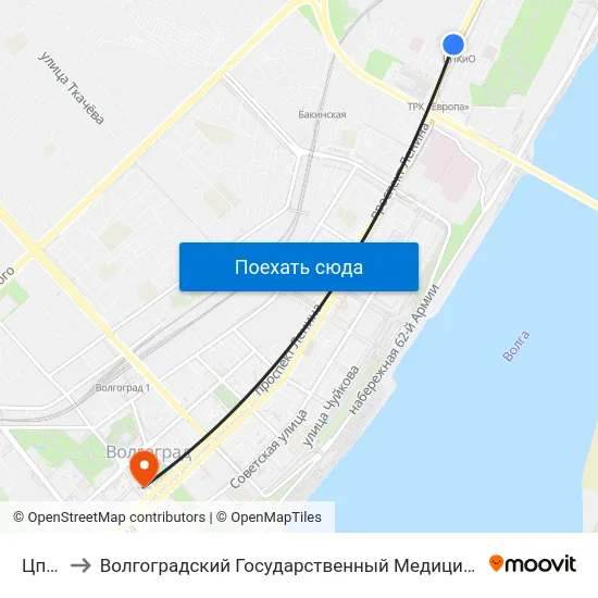 Цпкио to Волгоградский Государственный Медицинский Университет map