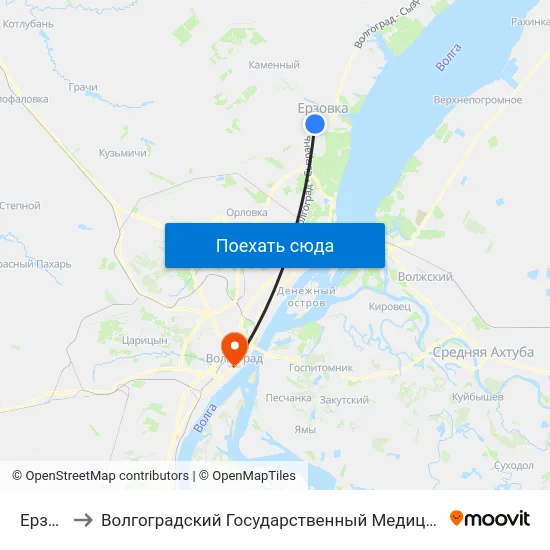 Ерзовка to Волгоградский Государственный Медицинский Университет map